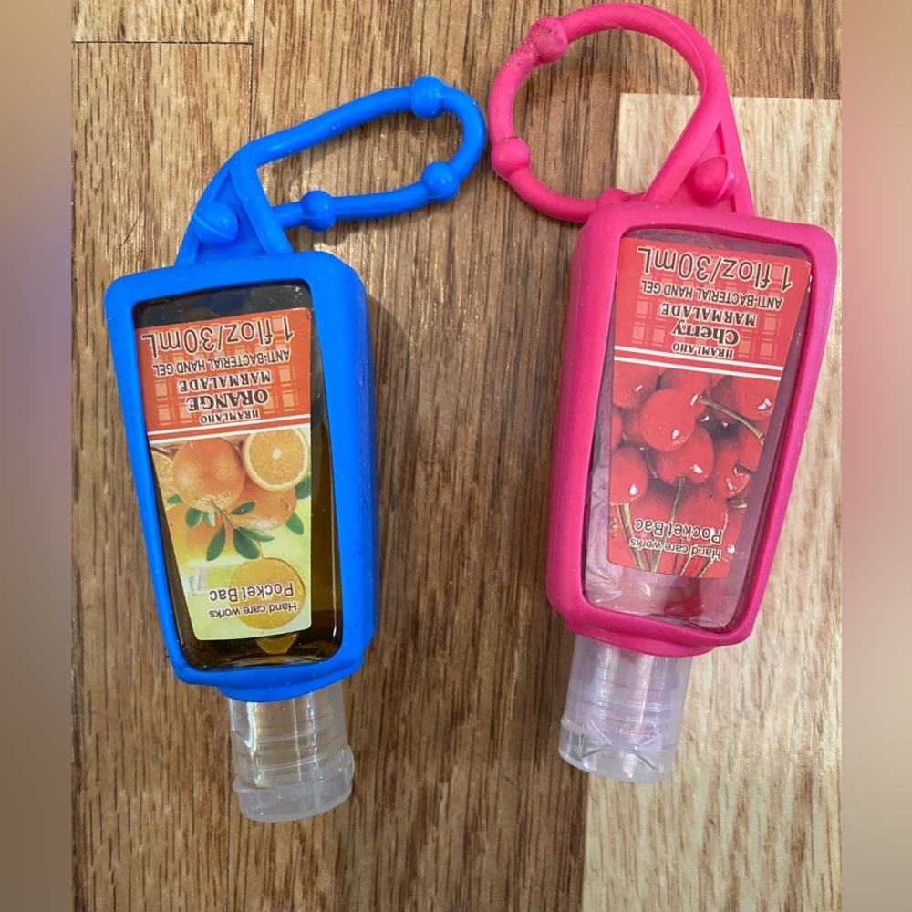 Blue and Pink Hand Sanitizer Holders